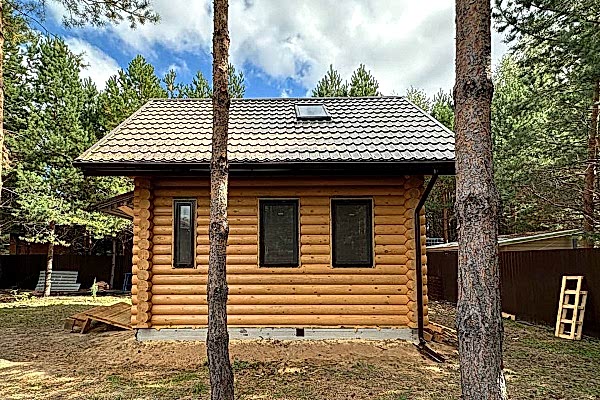 Дом из сухого оцилиндрованного бревна. - 1 этаж